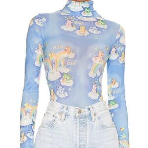 By Samii Ryan Care Bear Baby Blue Mesh Long Sleeve Body Suit